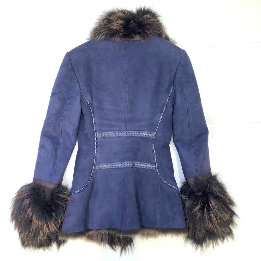ROBERTO CAVALLI Suede Fox Fur Jacket Sz 40 - Picture 7 of 8